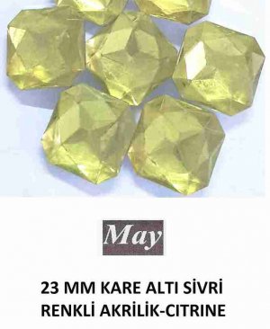 23 MM KARE ALTI SİVRİ RENKLİ AKRİLİK-CITRINE