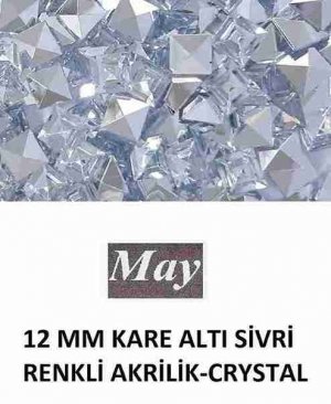 12 MM KARE ALTI SİVRİ RENKLİ AKRİLİK-CRYSTAL