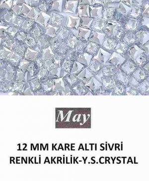 12 MM KARE ALTI SİVRİ RENKLİ AKRİLİK-Y.S.CRYSTAL