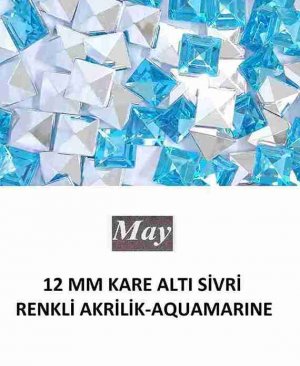 12 MM KARE ALTI SİVRİ RENKLİ AKRİLİK-AQUAMARINE