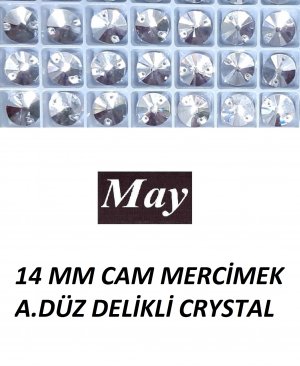 14 MM CAM MERCİMEK ALTI DÜZ DELİKLİ CRYSTAL