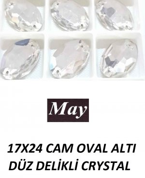 17X24 CAM OVAL ALTI DÜZ DELİKLİ CRYSTAL