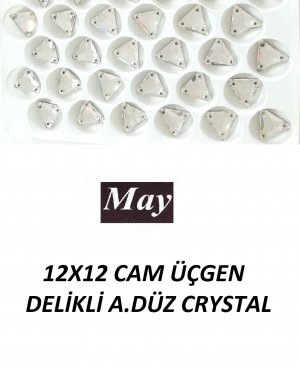 12X12 CAM ÜÇGEN DELİKLİ ALTI DÜZ CRYSTAL