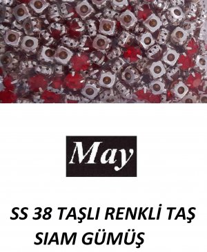 SS 38 TAŞLI RENKLİ TAŞ SIAM GÜMÜŞ