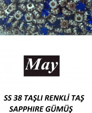 SS 38 TAŞLI RENKLİ TAŞ SAPPHIRE GÜMÜŞ