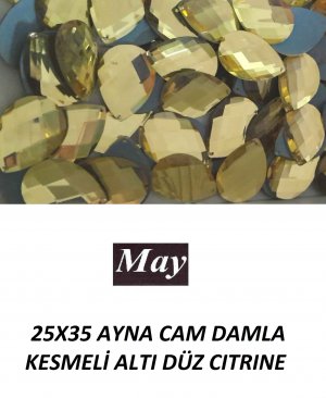 25X35 AYNA CAM DAMLA KESMELİ ALTI DÜZ CITRINE