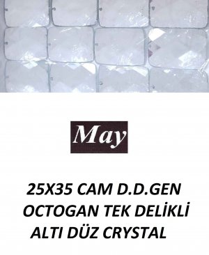 25X35 CAM D.D.GEN OCTOGAN TEK DELİKLİ CRYSTAL