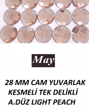 28 MM CAM YUVARLAK KESMELİ TEK DELİKLİ A.DÜZ LIGHT PEACH