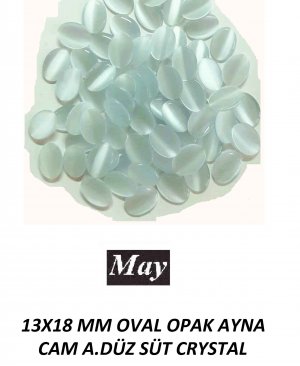 13X18 MM OVAL OPAK AYNA CAM A.DÜZ SÜT CRYSTAL