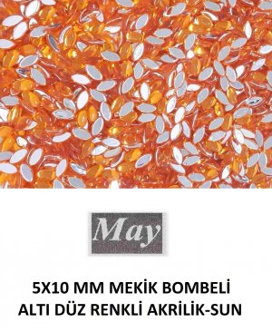 5X10 MM MEKİK BOMBELİ ALTI DÜZ RENKLİ AKRİLİK-SUN