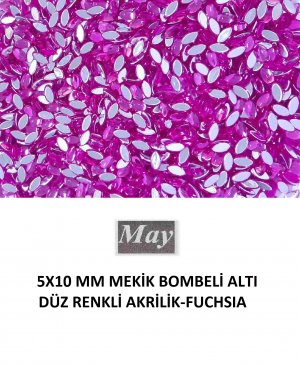 5X10 MM MEKİK BOMBELİ ALTI DÜZ RENKLİ AKRİLİK-FUCHSIA