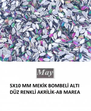 5X10 MM MEKİK BOMBELİ ALTI DÜZ RENKLİ AKRİLİK-AB MAREA