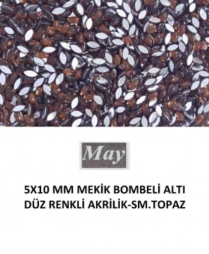 5X10 MM MEKİK BOMBELİ ALTI DÜZ RENKLİ AKRİLİK-SM.TOPAZ