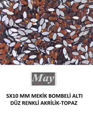 5X10 MM MEKİK BOMBELİ ALTI DÜZ RENKLİ AKRİLİK-TOPAZ