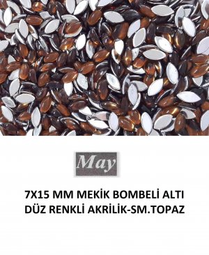 7X15 MM MEKİK BOMBELİ ALTI DÜZ RENKLİ AKRİLİK-SM.TOPAZ