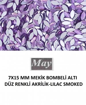 7X15 MM MEKİK BOMBELİ ALTI DÜZ RENKLİ AKRİLİK-LILAC SMOKED