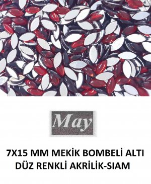 7X15 MM MEKİK BOMBELİ ALTI DÜZ RENKLİ AKRİLİK-SIAM