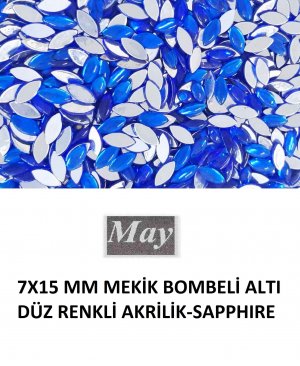 7X15 MM MEKİK BOMBELİ ALTI DÜZ RENKLİ AKRİLİK-SAPPHIRE