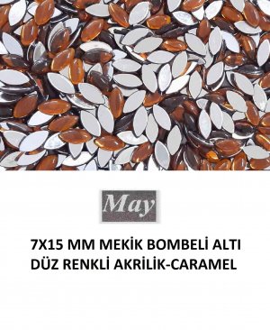 7X15 MM MEKİK BOMBELİ ALTI DÜZ RENKLİ AKRİLİK-CARAMEL