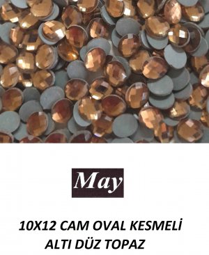 10X12 CAM OVAL KESMELİ ALTI DÜZ TOPAZ