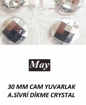 30 MM CAM YUVARLAK ALTI SİVRİ DİKME CRYSTAL