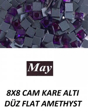 8X8 CAM KARE ALTI DÜZ FLAT AMETHYST