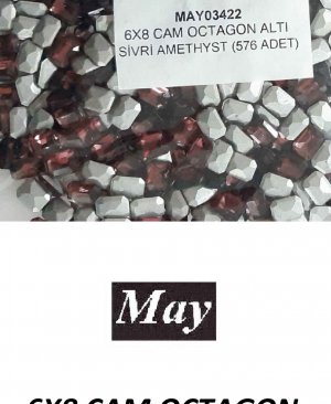 06X08 CAM OCTAGON ALTI SİVRİ AMETHYST