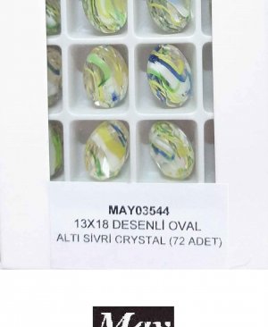 13X18 DESENLİ CAM OVAL ALTI SİVRİ CHRYSOLITE