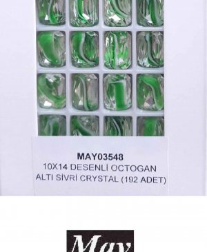 10X14 DESENLİ CAM OCTOGAN ALTI SİVRİ EMERALD