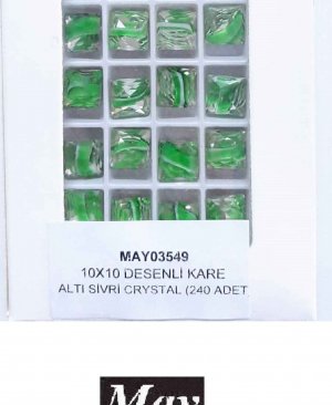 10X10 DESENLİ CAM KARE ALTI SİVRİ RENKLİ EMERALD