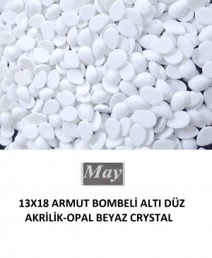 13X18 ARMUT BOMBELİ ALTI DÜZ AKRİLİK-OPAL BEYAZ CRYSTAL