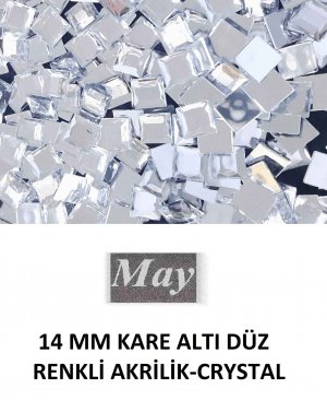 14 MM KARE ALTI DÜZ RENKLİ AKRİLİK-CRYSTAL