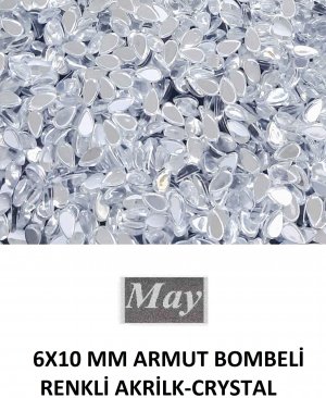 6X10 MM ARMUT BOMBELİ RENKLİ AKRİLK-CRYSTAL