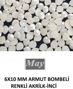 6X10 MM ARMUT BOMBELİ RENKLİ AKRİLK-İNCİ
