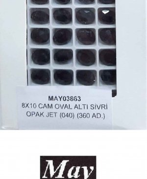 08X10 CAM OVAL ALTI SİVRİ OPAK JET (040)