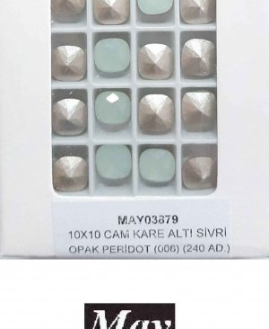 10X10 CAM KARE ALTI SİVRİ OPAK PERİDOT (008)