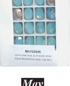 10X14 CAM OVAL ALTI SİVRİ OPAK AQUA BOHEMICA (050)