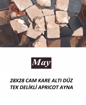 28X28 CAM KARE ALTI DÜZ TEK DELİKLİ APRICOT AYNA