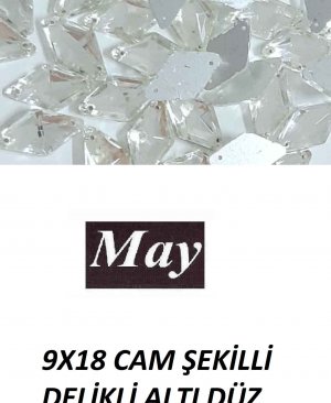 9X18 CAM ŞEKİLLİ DELİKLİ ALTI DÜZ CRYSTAL