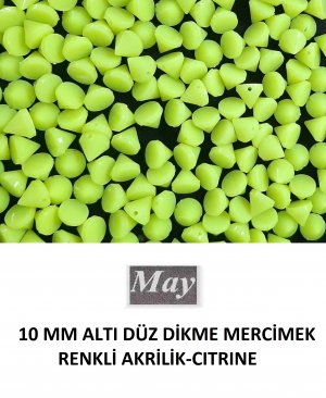 10 MM ALTI DÜZ DİKME MERCİMEK RENKLİ AKRİLİK-CITRINE