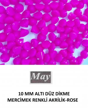10 MM ALTI DÜZ DİKME MERCİMEK RENKLİ AKRİLİK-ROSE