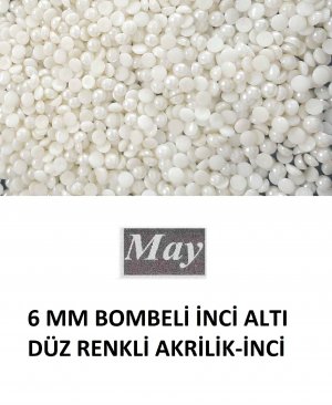 6 MM BOMBELİ İNCİ ALTI DÜZ RENKLİ AKRİLİK-İNCİ