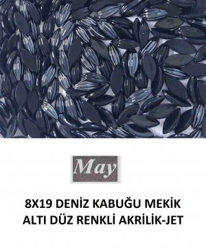 8X19 DENİZ KABUĞU MEKİK ALTI DÜZ RENKLİ AKRİLİK-JET