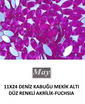 11X24 DENİZ KABUĞU MEKİK ALTI DÜZ RENKLİ AKRİLİK-FUCHSIA