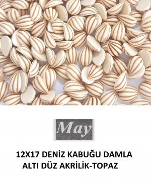12X17 DENİZ KABUĞU DAMLA ALTI DÜZ AKRİLİK-TOPAZ
