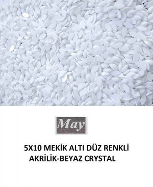 5X10 MEKİK ALTI DÜZ RENKLİ AKRİLİK-BEYAZ CRYSTAL