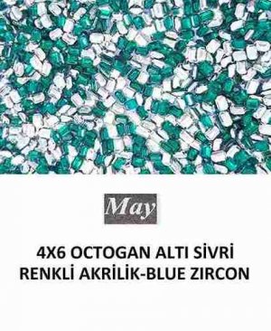 4X6 OCTOGAN ALTI SİVRİ RENKLİ AKRİLİK-BLUE ZIRCON