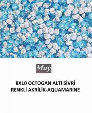 8X10 OCTOGAN ALTI SİVRİ RENKLİ AKRİLİK-AQUAMARINE