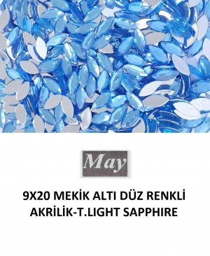 9X20 MEKİK ALTI DÜZ RENKLİ AKRİLİK-T.LIGHT SAPPHIRE