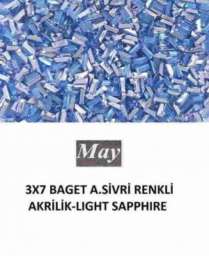 3X7 BAGET ALTI SİVRİ RENKLİ AKRİLİK-LIGHT SAPPHIRE
